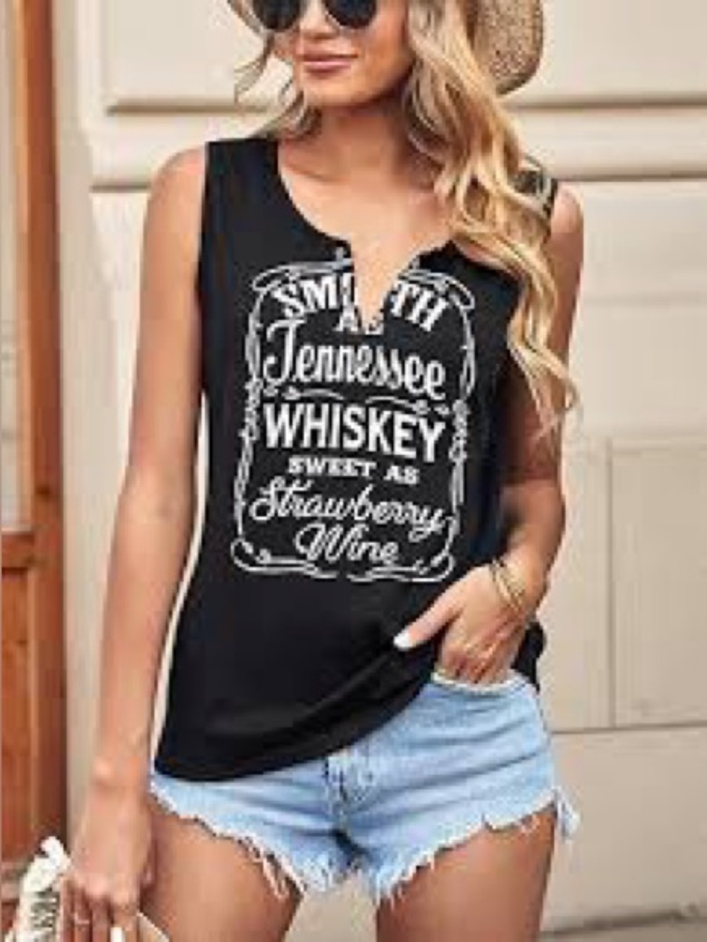 NWOT Black Graphic Tennessee Whiskey Sleeveless Tank Top Size L